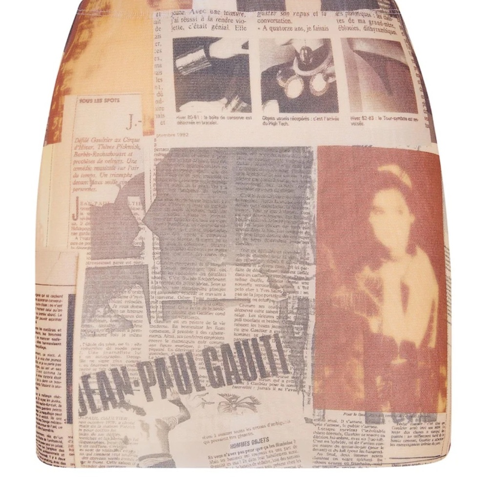 Jean Paul Gaultier Vintage Print Mini Skirt - Cream and Brown
